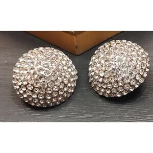 JARIN DOMED Clip on Earrings Swarovski Crystals Vintage Made in the USA